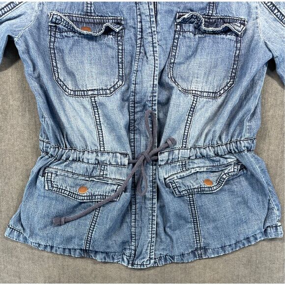 Utility Denim Hooded Jacket American Rag Women M Blue Drawstring Pocket Festival - Picture 3 of 7